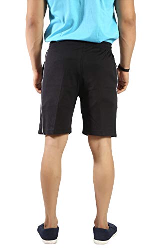 Image of Particle Men's Plus Size Bermuda Lounge Shorts | 230 GSM Ribbed Cotton | Half Pants with Twin Piping | Home, Walk, Travel & Casual Wear | XL to 5XL | Waist 34-52 Inch | 5 Colours