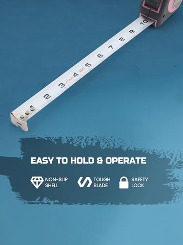 Lichamp Tape Measure 25 Feet, Pink Tape Measure 3 Pack 25ft x 1in with 1/8 Fractions, 0325PK