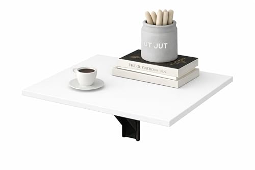 Image of Enigmatic Woodworks Wall Mounted Folding Study Table | Space Saving Foldable Laptop Desk for Home & Office | Engineered Wood Wall Mount Table (White, 32 * 32 cm)