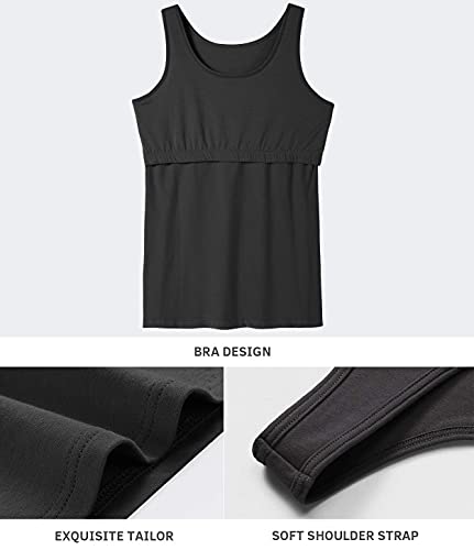 Image of Vislivin Cotton Tank Tops with Shelf Bra for Women Stretch Tanks Wide Strap Undershirts