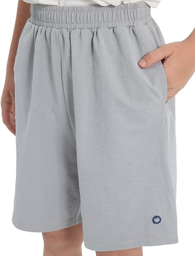 PATPAT Boys 2-Piece Athletic Set, Ultra Lightweight Quick-Dry T-Shirt & Shorts with Air-Grid Tech, Moisture-Wicking Sports Uniform for Kids Youth, Vapor Gray, US14/XL4