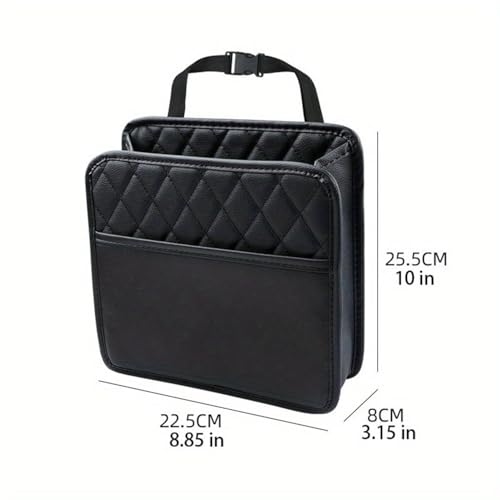 Image of Soko 2PC Car Caddy Back Seat Organizer, PU Leather Multi-Compartment Foldable Storage Bag, Space Saver Hanging Trash Bag, Foldable Garbage Utility Holder For Cars, Automobiles, SUV - Black