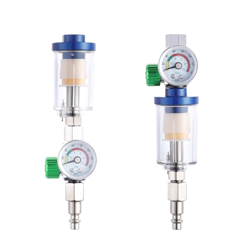 ENDOZER Oil Water Separator, Air Filter with Pressure Gauge, Pressure Regulator for Air Spray Gun, G1/4' Inlet and Outlet
