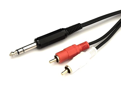 Cable de conversión 6.3Φ Stereo a RCA rojo y blanco 2M miniatura 1