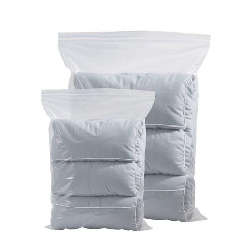 VOSSOT 5PCS Set Sacchetti Ziplock Grandi Medi 3 Buste Trasparenti con Zip 60x80cm + 2 da 40x60cm - Sacchetti Impermeabili Riutilizzabili Salvaspazio per Armadio, Viaggio, Trasloco, Coperte Vestiti