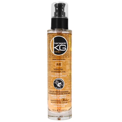 KERAGOLD PRO – Sérum Sans Sulfates Gamme AB – 100ml – Kératine & Extrait d’Ail – Brillance, Force & Anti-Casse