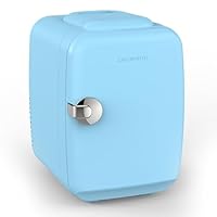 CROWNFUL Mini Fridge, 4 Liter 6 Can Portable Cooler and Warmer, Personal Fridge for Skin Care, Cosmetics, Food, Great for Bedroom, Office, Car, Dorm, ETL Listed (Matte Blue)