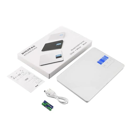 Báscula de cocina Digital de 15kg, pantalla LCD, báscula electrónica for alimentos for cocinar, básculas for hornear,Báscula de precisión(Bianco)