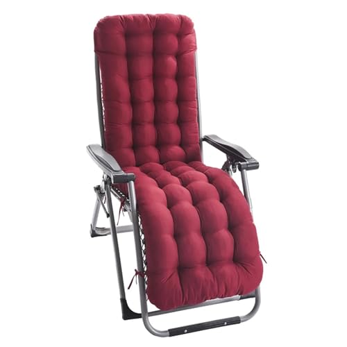 MAQDDO Deckchair Cushion Long Cushion Recliner Chair Cushion Replacement Thicken Cushion Long Chair Couch Seat Cushion Pads Garden Lounger Mat For Indoor Outdoor(Red)