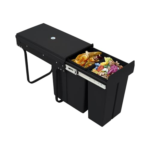 Caneca de basura doble para gabinete 30 litros negra
