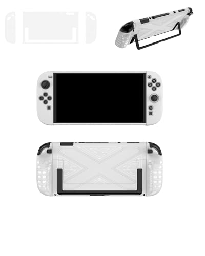 Funda protectora para Nintendo Switch 2, funda suave y agradable al tacto para Switch2, funda de mango de TPU y cubierta protectora de panel trasero de PC, con diseño de cuerpo dividido, color blanco