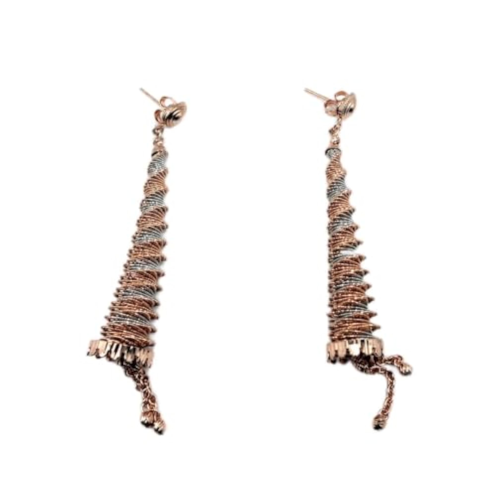 Women's Two-Tone Coiled Tassel Drop Earrings, Lightweight