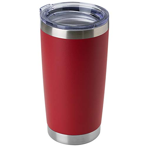 Domicare 20Oz Stainless Steel Tumbler Bulk With Lid, Double Wall Vacuum Insulated Travel Mug, Powder Coated Coffee Cup, Red, 1 Pack #TOP7