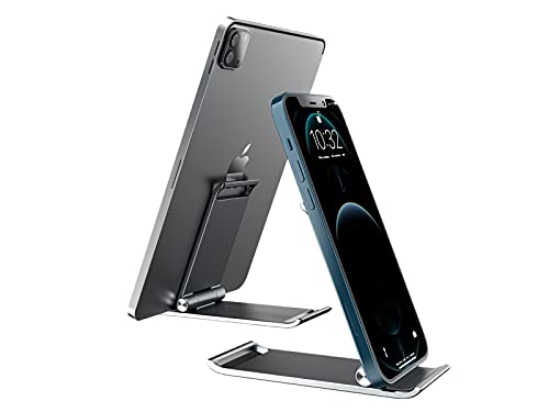 Kiperline Supporto Tablet e telefoni, Supporto Regolabile - Universale Stand Dock per 2021 iPad PRO 10.5, PRO 9.7, PRO 12.9, iPad Mini 2 3 4, iPad Air, Air 2, iPhone, Samsung Tab,Nero