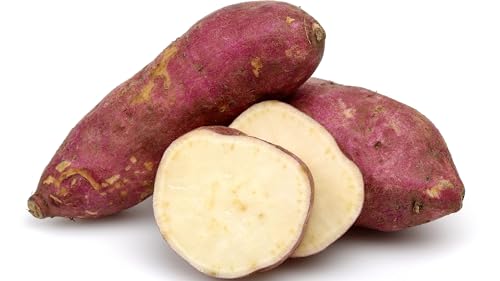 Batata blanca fresca, 1 kg, papa dulce blanca, suave y natural, ideal para cocinar, hornear, puré, curry y cocina sana, con adhesivo Kajal (2 kg)