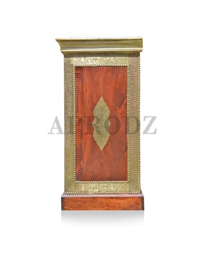 Image of APRODZ Hand-Painted Solid Wood Sideboard Cabinet with 3 Doors & 3 Drawers | Antique Brass Wooden Storage Cabinet for Bedroom Living Room & Kitchen | Crockery Cabinet, Kitchen Storage, 54x16x32