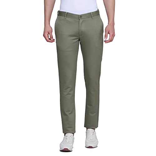 Image of blackberrys Solid Cotton Stretch Super Slim Fit Mens Trousers (S22975N1IS22FMN-P)
