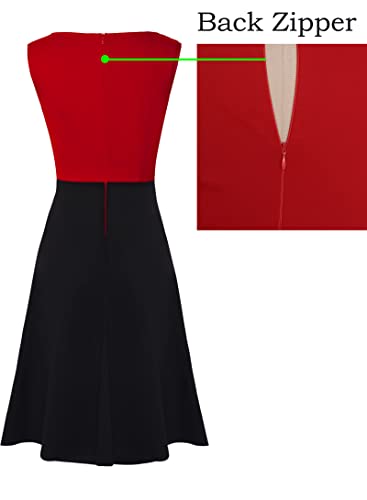 Image of VFSHOW Womens Front Zipper Work Business A-Line Dress Elegant Professional Office Career Church Fit and Flare Skater Dresses