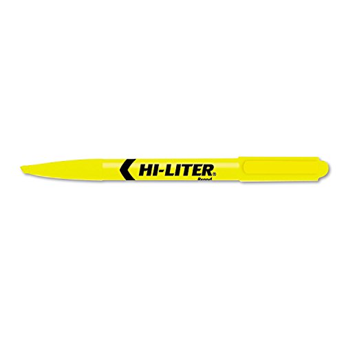 Avery Hi-liter Fluorescent Pen Style Highlighter - Chisel Marker Point Style - Fluorescent Yellow Ink - Yellow Barrel - 12 / Dozen