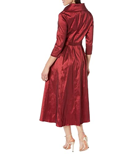 Image of Alex Evenings Women's Portrait Collar Dress with Full Skirt, Pockets, and Tie Belt