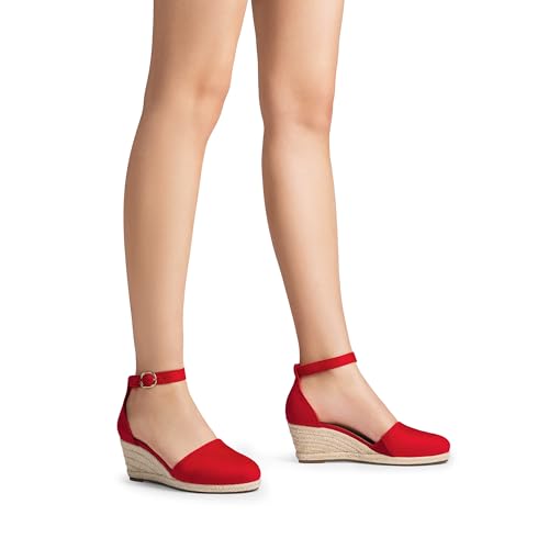 Image of DREAM PAIRS Women's Espadrilles Closed Toe Ankle Strap Dressy Platform Wedge Sandals