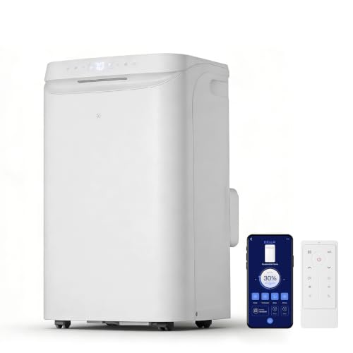 DELLA Sylro Series Smart Portable Air Conditioner, 14,000 BTU Drainage-Free Energy Efficient Cooling AC Units, 49dB Quiet for Bedroom, WiFi App/Voice/Remote Control, Fits 20.5'–67.3' Windows