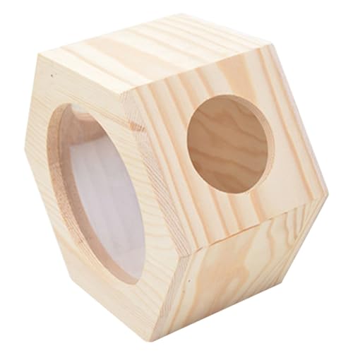 Abaodam Funny Hamster Nest Wooden House Villa for Hamster Chinchilla Durable Chew Comfortable Hideout for Pets