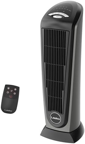 Lasko 1500W Ceramic Tower Space Heater with Remote, Thermostat, Timer & Widespread Oscillation, Portable Electric Heater for Indoor Use, Bedroom & Living Room, 751320