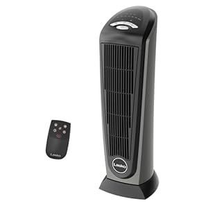 Lasko Tower Space Heater Indoor, Compact Electric Heaters for Indoor Use, Small Space Heater with Remote, Ideal Lasko Space Heaters for Indoor Use, 22.5 Inches, Grey/Black, 1500W, 751320
