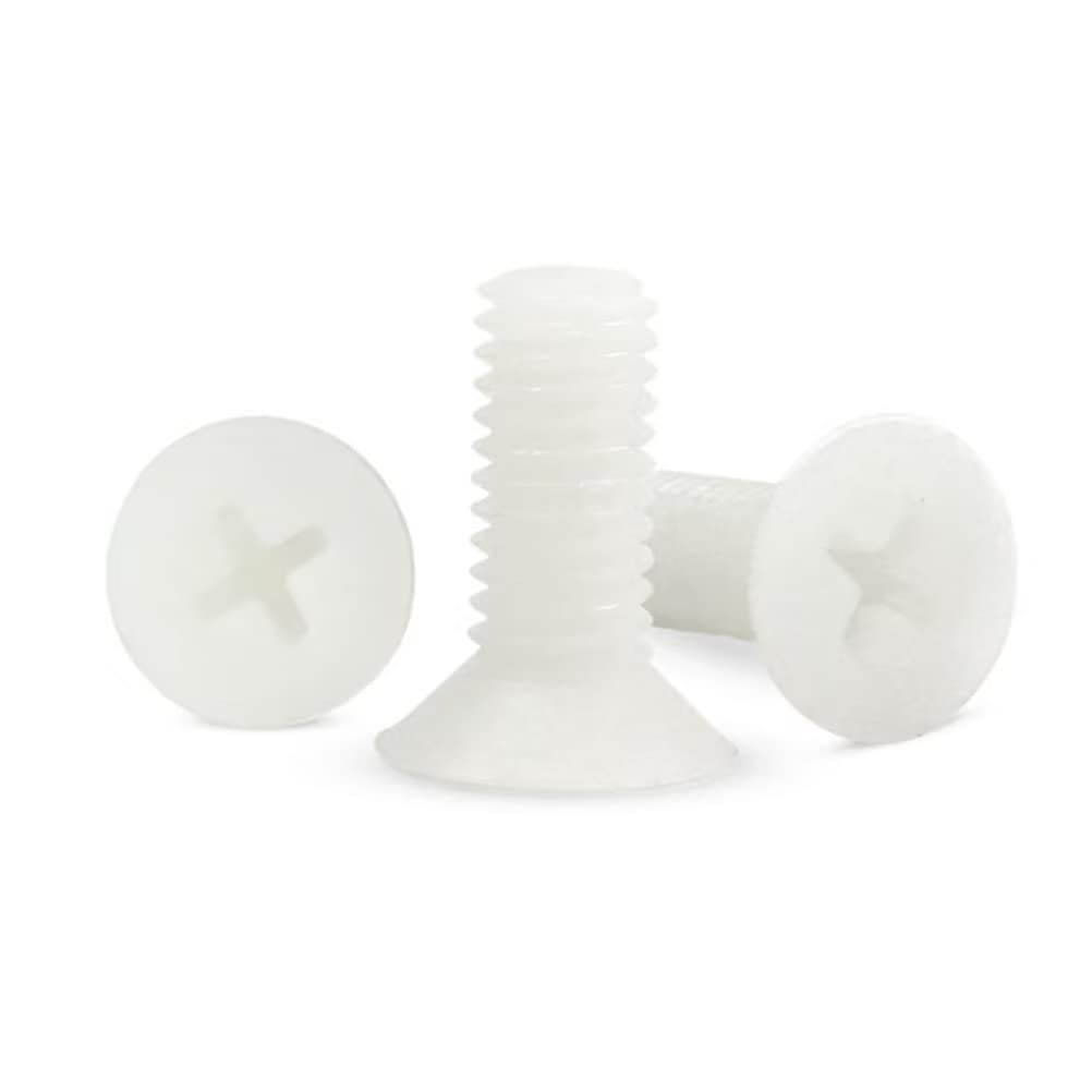 Viti Nylon Testa Svasata Incrociata Viti Nylon Testa Piatta a Croce Bianco M8x30mm (20 Pezzi)