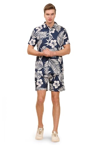Image of Mens Printed Casual Shirts and Shorts Set Button Down Co-ord Set
