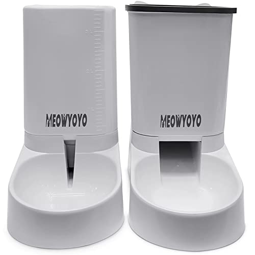 Pets Automatic Feeder Set,Cats Dogs Water Dispenser and Food Feeder,Gravity Feeder for Small Animals (Food and Water Feeder Set)