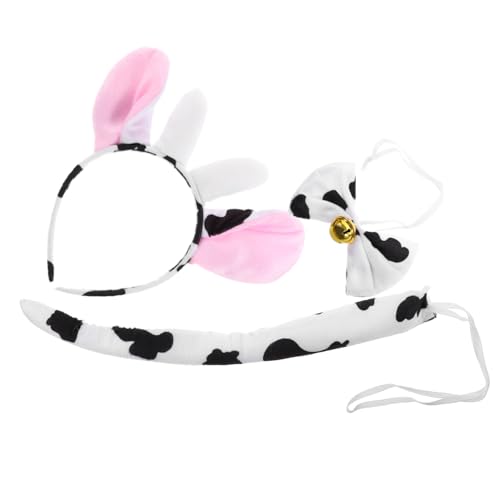 SAFIGLE 1 Juego De Diadema De Vaca Disfraz De Vaca Arco Silbato Orejas Cuerno Sombrero Peludo Pezuñas Reno Vaquera Preescolar Aprendizaje Musical Diademas De Vaca Y