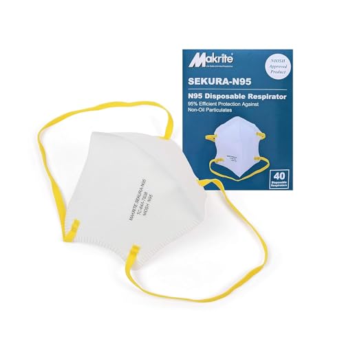 Makrite SEKURA N95 Foldable Particulate Respirator Mask, NIOSH Certified, M/L Size (Case of 480 Masks)