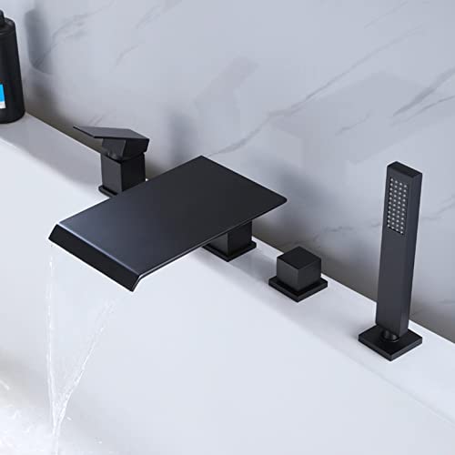 Robinet de baignoire cascade noir LWX mitigeur douche 4 trous moderne