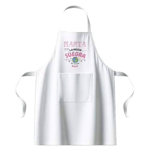 Kembilove Avental personalizado com nome | presente original para mãe, pai ou familiares, avental de cozinha branco de algodão e poliéster | ideal para aniversários, dia da mãe, Mod-11
