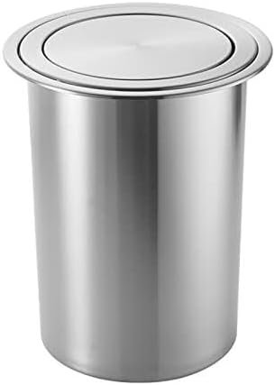 Stainless Steel Countertop Garbage Can Built-In Trash Can Lid - Round Recessed Balance Swing Flap for Restaurant, Home & Hotel Flush Waste Chute