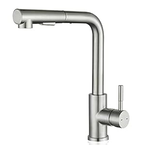 Rubinetto da Cucina Doccetta Estraibile, YUANNY Miscelatore Monocomando Cucina con Bocca Alta, Girevole 360° Rubinetto Cucina per Acqua Fredda e Calda, Miscelatore Lavello Cucina Acciaio Inossidabile