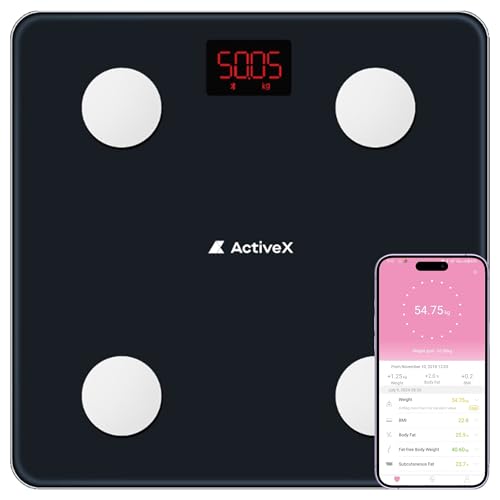 ActiveX (Australia) Savvy Smart Bluetooth Body Composition Scale | Body Weight BMI Body Fat Bone Mass & more | Free ActiveX App | Batteries Included | 24 Months Warranty