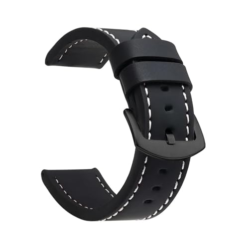 [XTNGIRKGY] Watch Band Strap Sport Vintage Leather Watchband Stainless Steel Buckle Accessories 18mm 20mm 22mm 24mm(Black White 