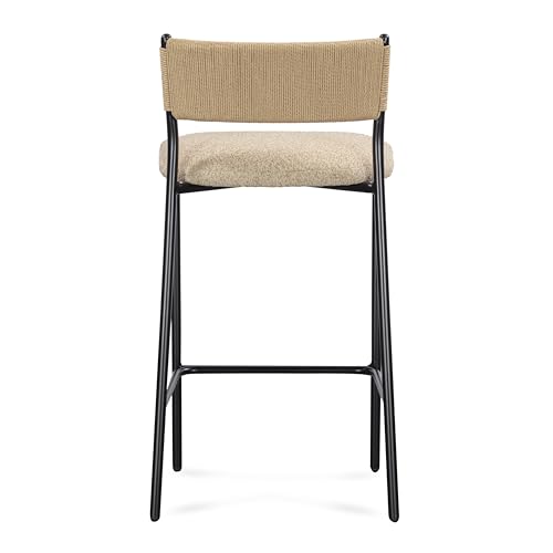 Butaco moderno TOV Furniture Celine en tono beige con estructura negra y tapizado en bouclé miniatura 5