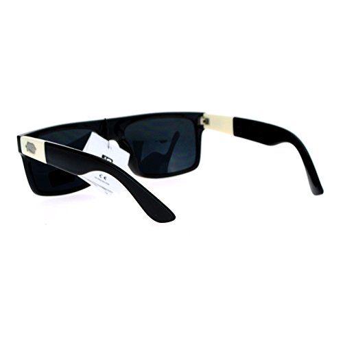 Loc Sunglasses Mens Fashion Shades Flat Top Rectangular Black White3