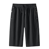 SOOUICKER Kurze Hosen Herren Sport 3/4 mit Reißverschluss Sporthose Herren Kurz Gym Weit Bermuda Shorts Sommer Gummizug Kurze Jogginghose Weites Bein Schnelltrocknend