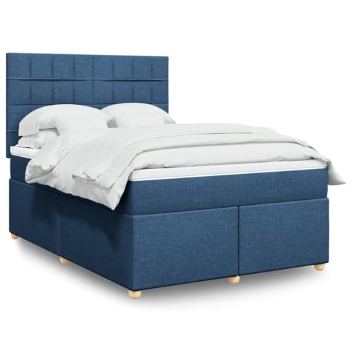 Juroupi Cama Box Spring con colchón Cama con colchon Bed Frame Estructura Cama Base Cama Tela Azul 160x200 cm - 3293637