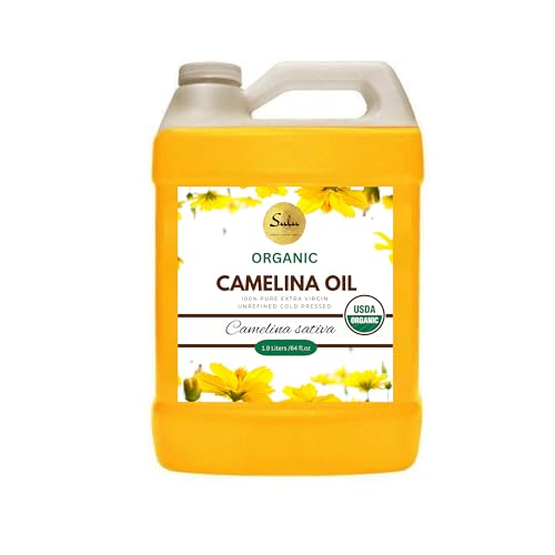 100% Pure Extra Virgin USDA Organic Unrefined Cold Pressed Camelina Seed Oil 1.8 Liter (64 FL.OZ)-Great oil for Cooking Pet/Animal Nutrition and Skin Care