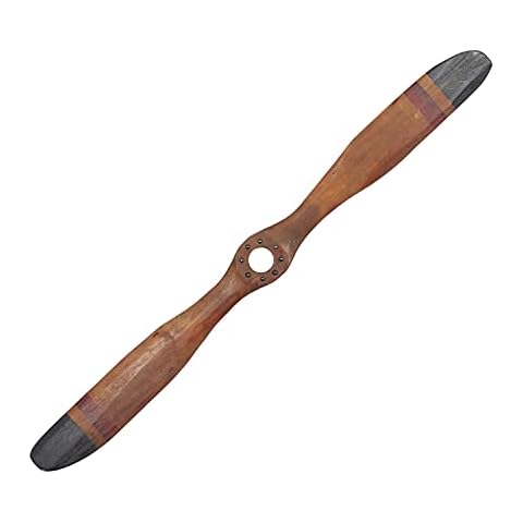 Deco 79 Wood Airplane Propeller 2 Blade Wall Decor with Aviation Detailing, 48" x 2" x 5", Brown Cover
