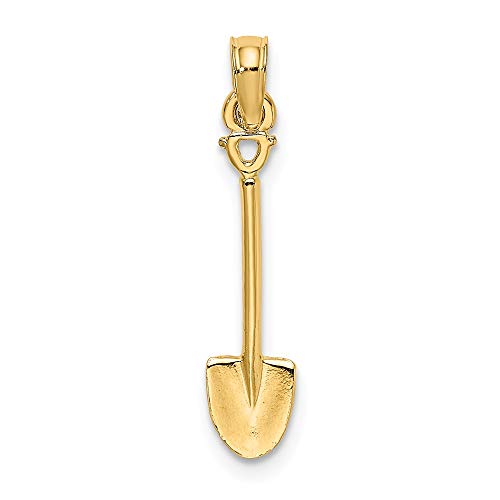 14k Yellow Gold 3 D Shovel Garden Tool Pendant Charm Necklace Flower Gardening Career Professional Fine Jewelry For Women Gifts For Her