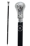 alfiya nautical store Harvy Canes Canne de marche en laiton chromé 91,4 cm Chrome/noir S