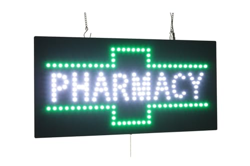 Pharmacy Sign, 24"x12", 60x30cm, TOPKING, LED, Neon, Florescent, Signage, Signboard, Display, Billboard, Screen, Grand Opening, Gift