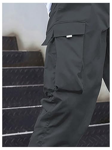 Boy's Cargo Pants Drawstring Waist Casual Long Pants Workout Sports Loose Jogger Pants with Pocket Grey 14 Years3